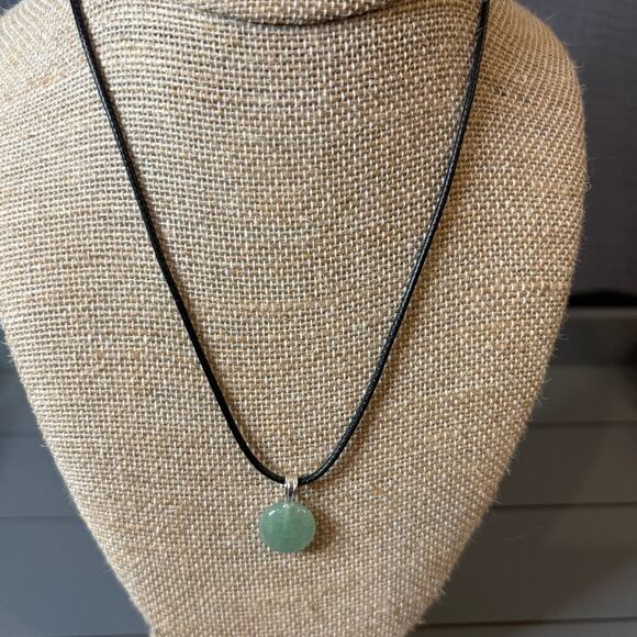 Natural Stone Circle Pendant Set of 5 Colors with Black Cord - Picture 1 of 5